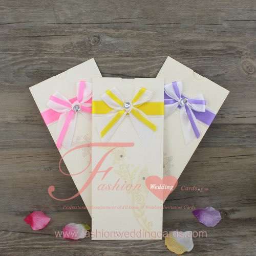 Pink and Purple Ribbon Wedding Invitation Designs